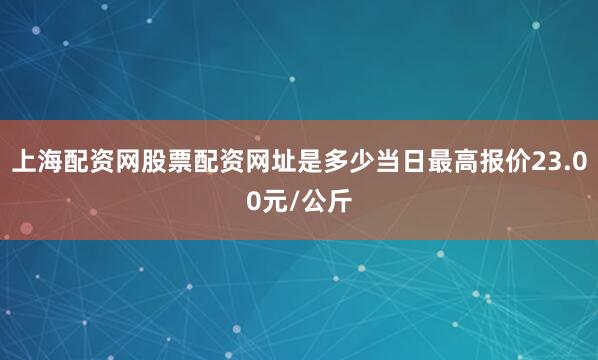 上海配资网股票配资网址是多少当日最高报价23.00元/公斤